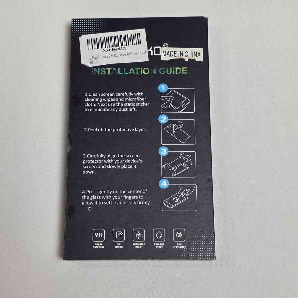 BIUZKO Screen Protector Google Pixel 2 Clear 2-Pack Tempered Glass 9H Hardness